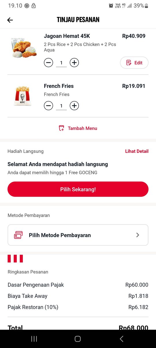 brigithanr's tweet photo. inisiatiflah saya download kfc apps dan taraaaa aku kasi takeaway &amp; dinein 
hellow beda 3-5K/ pelanggan sehari brapa pelanggan, bisa kali sebulan kebeli tuh gerai kaepci 🤗😭 @KFCINDONESIA @kfc 
muka ibunya terlampir maaf bukan mematikan rejeki org lebih ke gedek ama KEBOHONGAN!! https://t.co/m0LfjYC2nT
