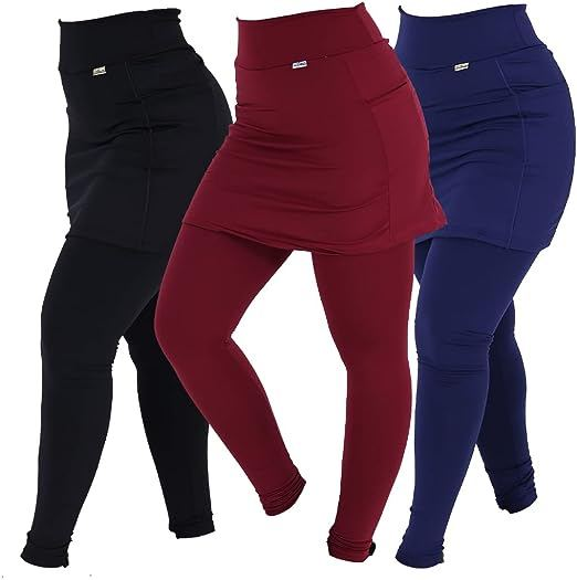 Kit 3 Leggings Saia Suplex Peluciada Termica Tapa Bumbum – Vermelho e Branco