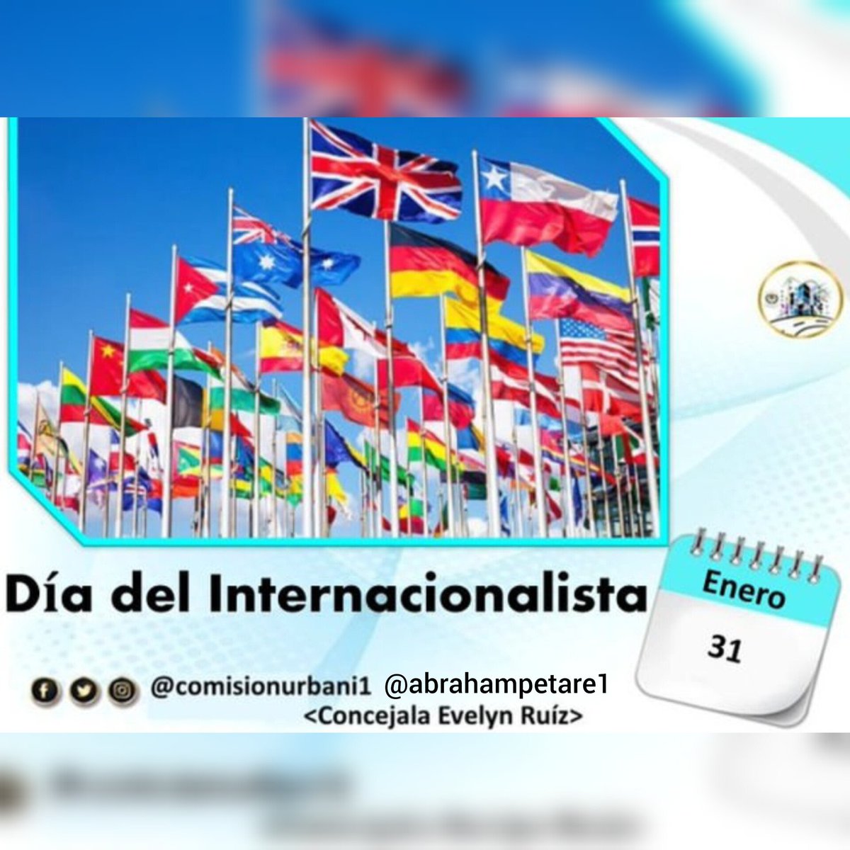 comisionurbani1's tweet photo. El día del Internacionalista tiene su origen en la creación de El Colegio de Internacionalistas de Venezuela #CODEIV el #31Ene de 1958.
Nace con el fin de proporcionar el desarrollo de los Estudios Internacionales en nuestro país.
#ComisiónDeUrbanismo
#Soberanía
#PorLasMalasNada https://t.co/RjL9z8lnF0