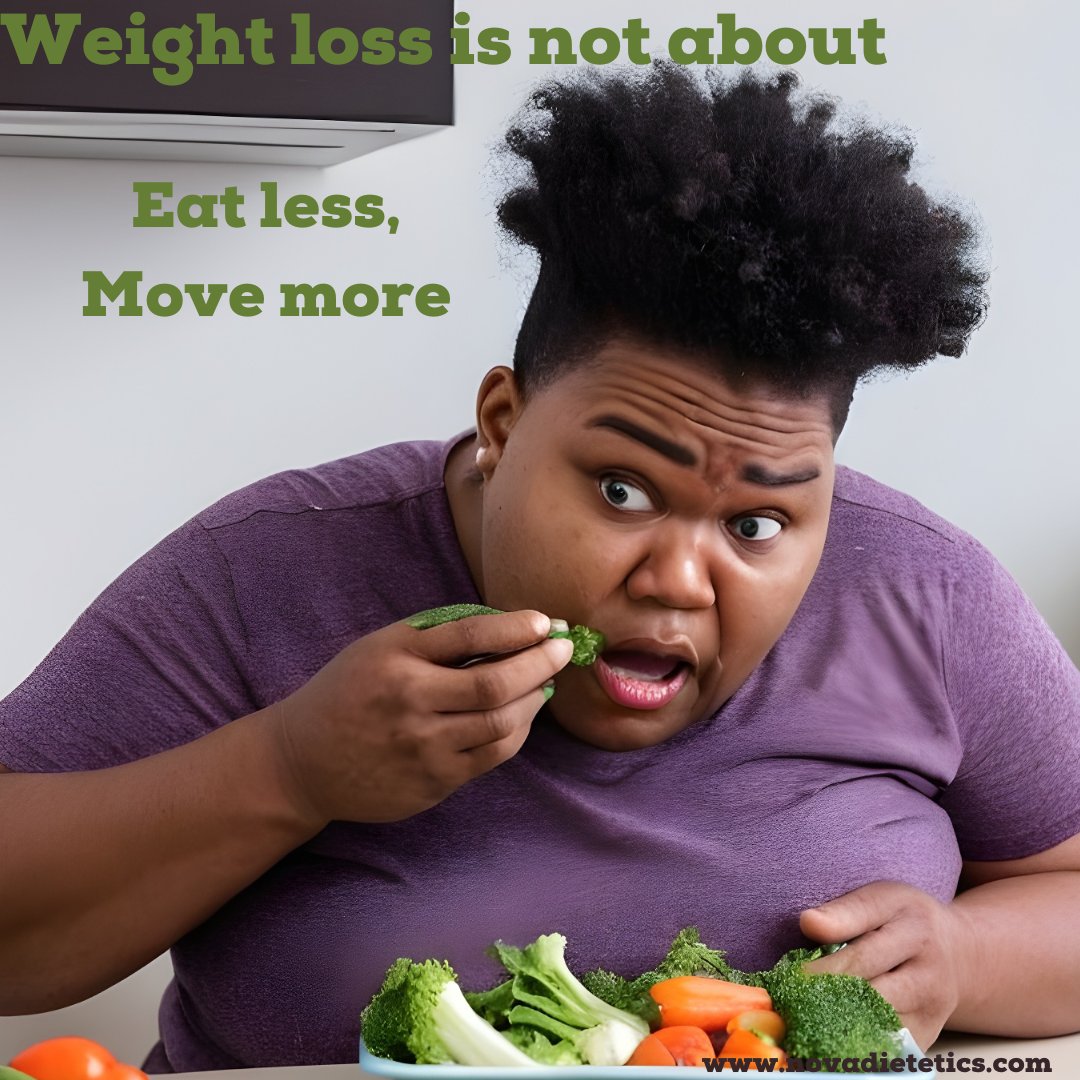 NovaDietetics's tweet photo. Losing weight is harder than just "eat less, move more." Our bodies fight back against calorie restriction and exercise.
#weightloss #diet #dieting #eatless #movemore #dietitian #novadietetics https://t.co/m3pBskyA8d