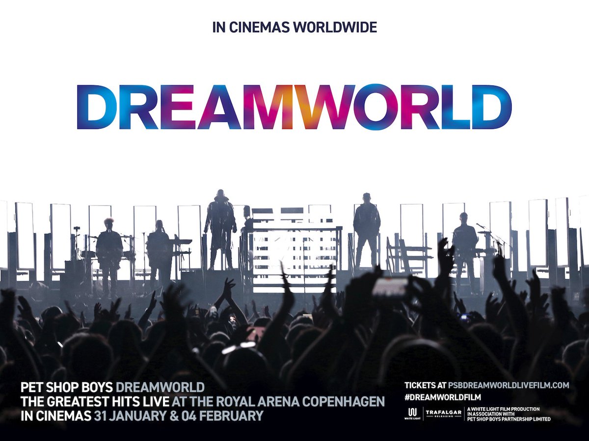 《#PetShopBoys／Dream World》
(限定公開中)
シングル曲のみ！至高のライブ♪
観た♪聴いた♪最高です！！

2019年武道館ライブでの座席的モヤモヤ(前方でタブレット😳高々上げての🎦でステージ見えない)が今作で昇華😇補完♪

あまりにも良かったので、明日以降も予約します👍️

#DreamworldFilm