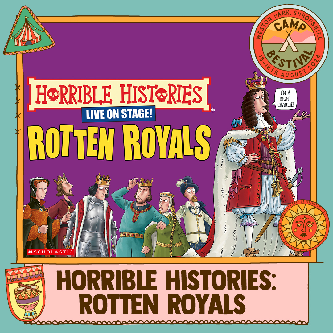 🎪 Once again we're heading to #CampBestival as part of our Horrible Histories tour! We're performing Rotten Royals in Dorset on 28 Jul & in Shropshire on 18 Aug If you'll be at either location, pop by to see us! For all dates announced so far, visit birminghamstage.com