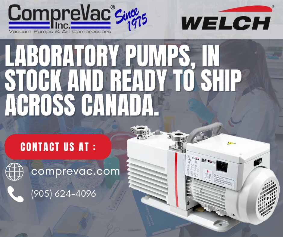 ComprevacInc's tweet image. Unlock precision with Welch Lab Pumps! From efficient workflows to global standards, Welch delivers reliability for groundbreaking research. Elevate your lab game with Welch – where precision meets progress! #WelchLabPumps #ResearchExcellence #comprevac