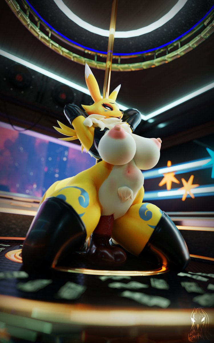 Renamon entertaining her guests.

Renamon modeled by <a href="/bom39_twit/">Bom39 🔞</a> 
Edits by me.