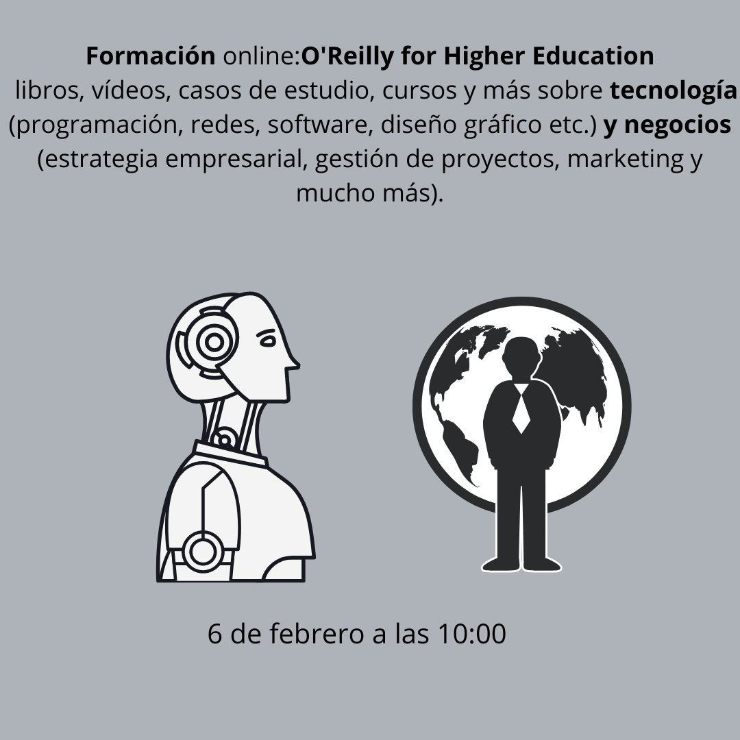 bujatuit's tweet photo. 📢Formación online sobre O'Really for Higher Education: recursos sobre tecnología y negocios
📝https://t.co/qn1s5LPzAY
🗓️ 6 de febrero https://t.co/A6by8rGKds