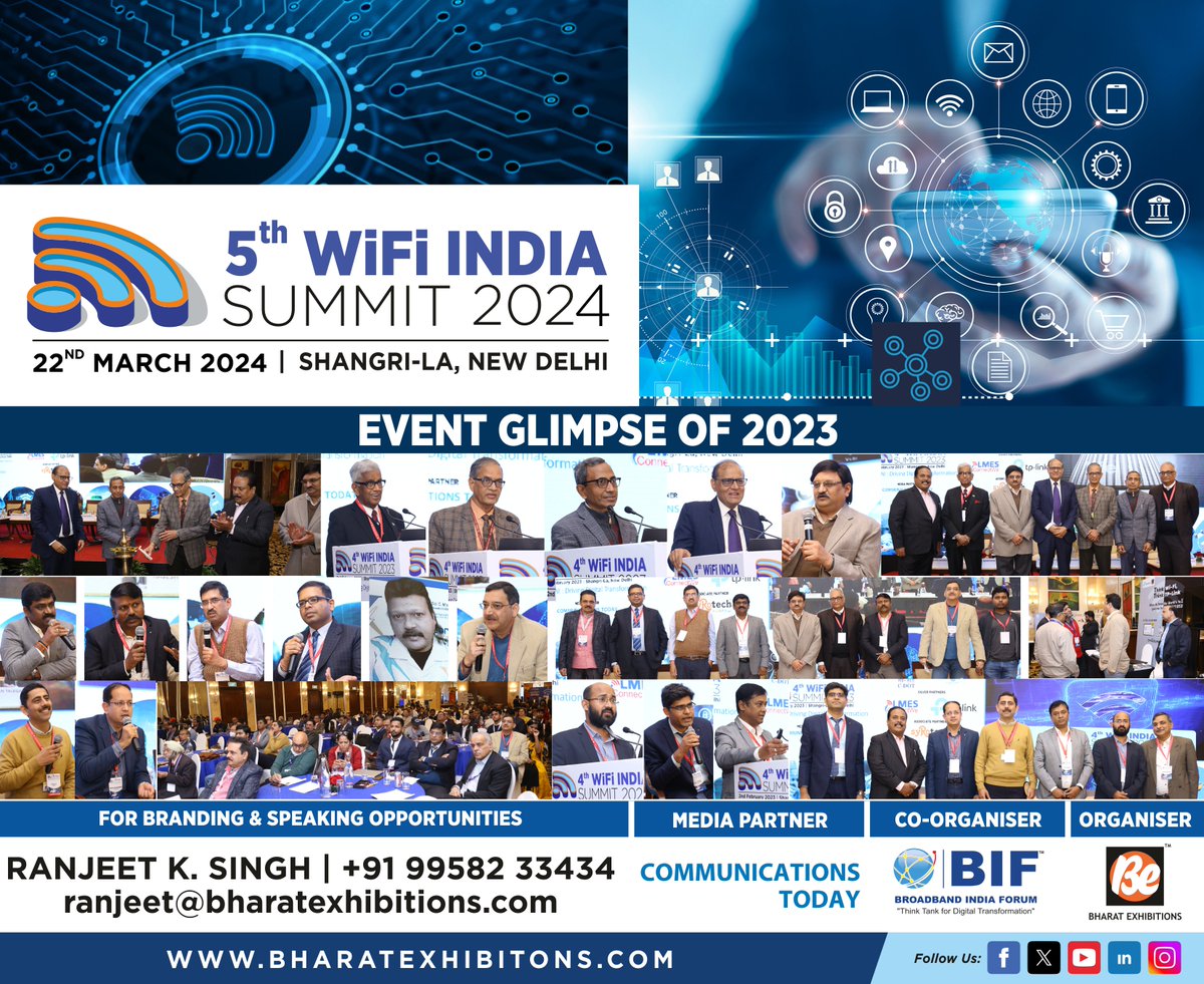 be_exhibitions's tweet photo. #UPCOMINGEVENT ALERT....

Name: #WiFiINDIASUMMIT2024
Date: March 22, 2024
Venue: Shangri La, New Delhi
Host: #BHARATEXHIBITIONS

#wifi6 #wifi #nextgeneration #newtechnology #digitaltransformation #wifinetworks https://t.co/2BLWvpRaq8