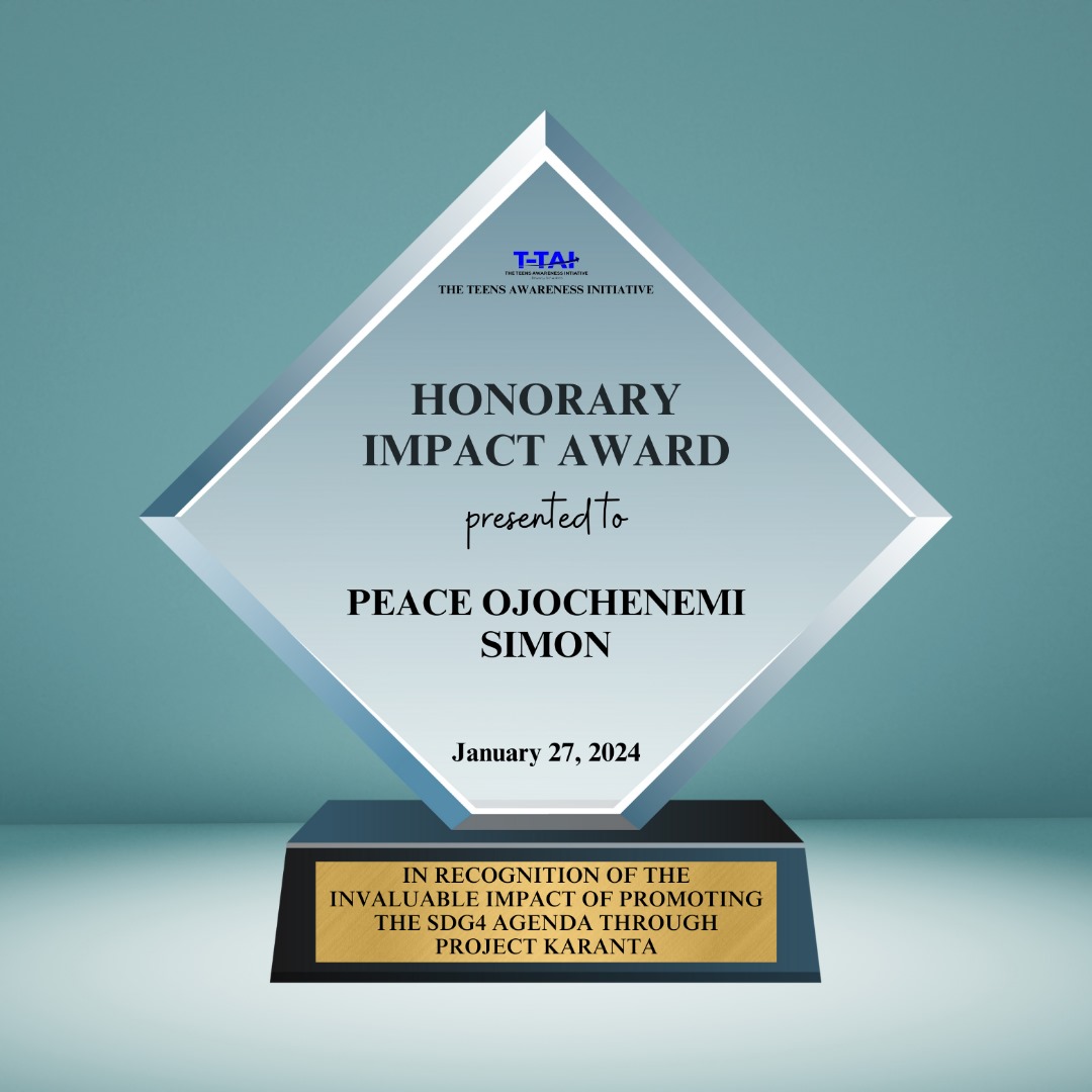 projectkaranta's tweet photo. Congratulations to our Cofounder @IamPeaceSimon for this laudable feat! 

Cheers to more impact! 

#love 💚🙌

#literacy #read #love #award https://t.co/yzwTeZ632K