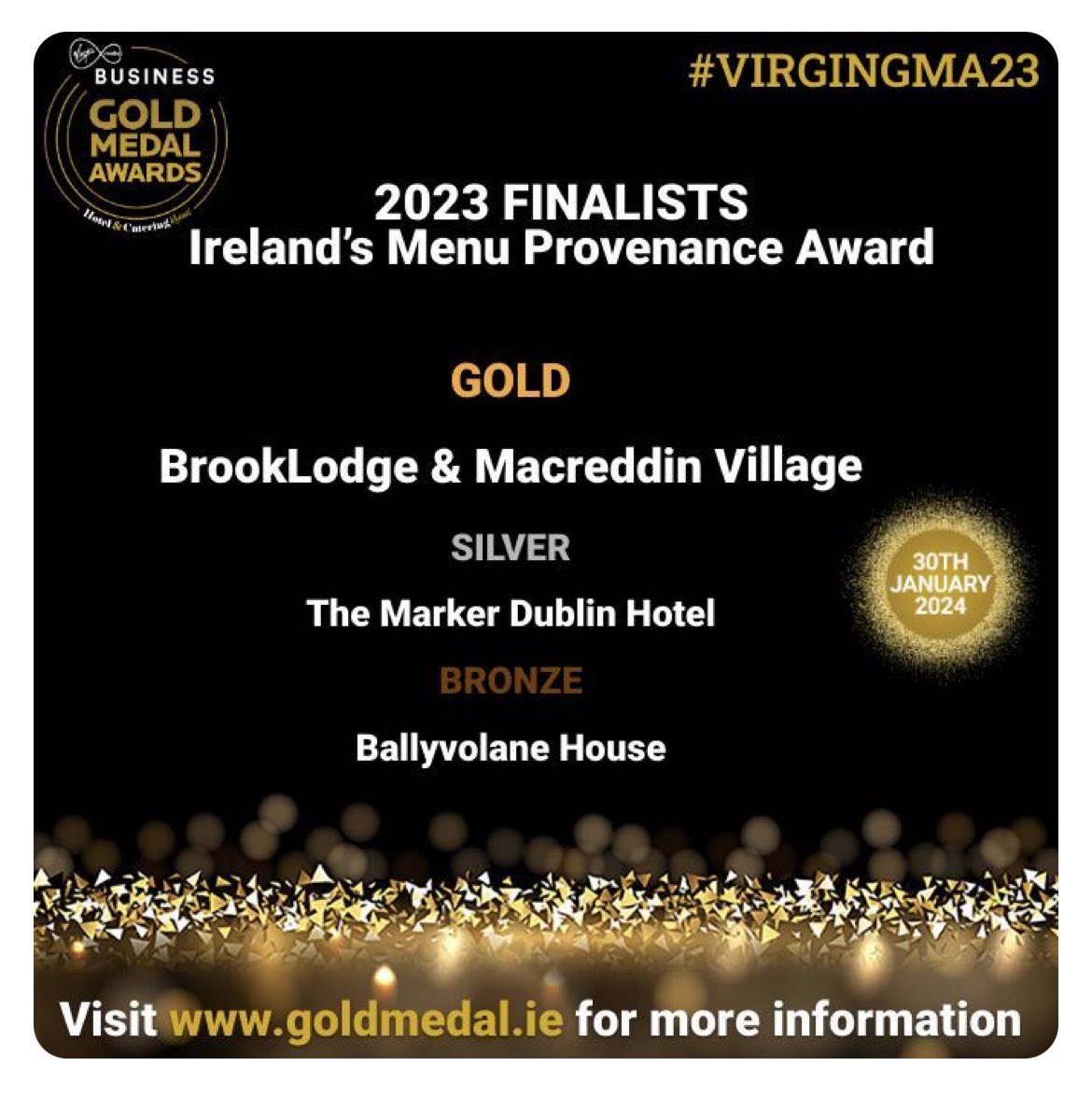 Well done to all the Crew <a href="/Macreddin/">The BrookLodge</a> we won Ireland’s Menu Provenance Award <a href="/HC_Review/">Hotel&CateringReview</a> #BrookLodge #MacreddinVillage #Wicklow #VirginGMA23 #MacreddinGreen 💚