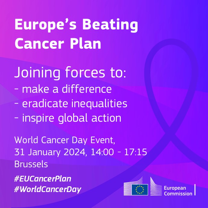 Today is #EUCancerPlan day. First up, a new recommendation on vaccine-preventable cancers. Then, our high-level event to mark #WorldCancerDay 🔴Starting at 14:00 (CET). Stay tuned!