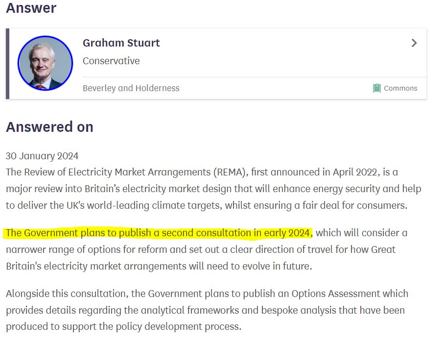 📅 Delayed second consultation on REMA to be out in 'early 2024'

questions-statements.parliament.uk/written-questi…
