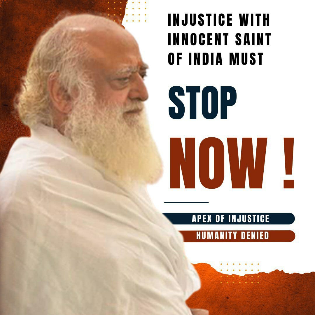 Bhaktip26605823's tweet image. Sant Shri Asharamji Bapu is innocent and this is proved by many evidences. 
Even his #BasicHumanRight of taking Proper Medical Treatment is also snatched from him.
Injustice Prevails as he has been in jail since last 10 years in unproven allegations.