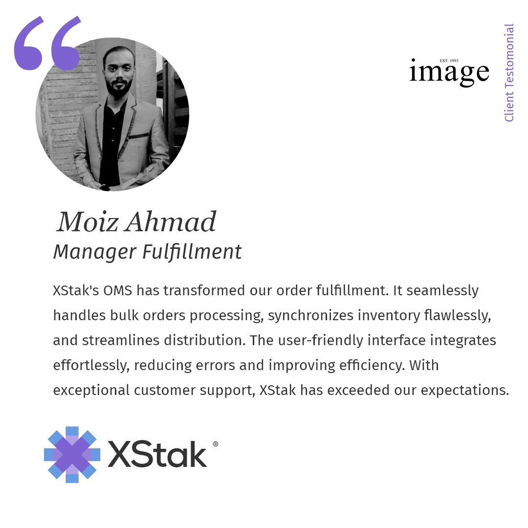 XStakCommerce's tweet photo. Hear it from Moiz Ahmad, Fulfillment Manager of Image: 'With XStak's OMS, our order processing and inventory management have become more efficient and error-free.'

Image has taken a leap forward by integrating XStak's OMS with their Technosys POS

https://t.co/vRTMen8ENI https://t.co/vy46NFJno3