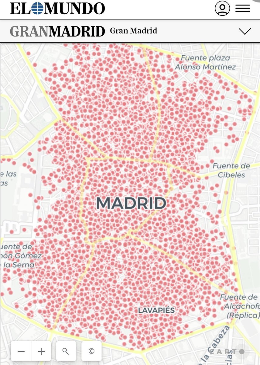 MadridDecadente's tweet photo. Recordemos este mapa de hace ya un año de @InsideAirbnb 

❌16.337 pisos completos  (detectados) que ya no son para habitantes de la ciudad 

Y aparte del despropósito de los números, es que además la gran mayoría son ILEGALES y no cumplen la normativa local https://t.co/1GUJ2I9vtT