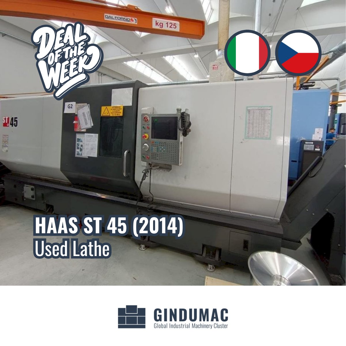 Deal of the Week!
 
Used Lathe HAAS ST 45 (2014), sold from Italy to Slovakia, EXW, 1588 km to go.

See machine: gindumac.com/product/haas-s…

#gindumac #usedmachinery #lathe #haas #dealoftheweek
