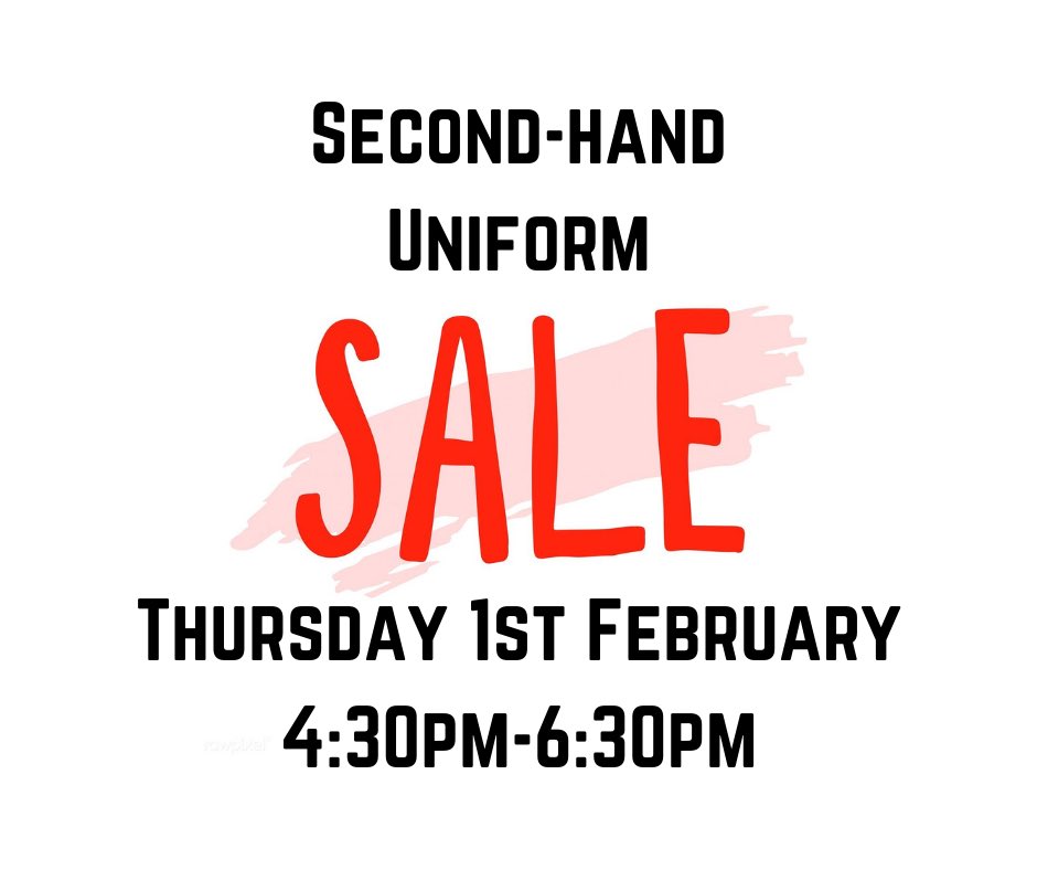 Tomorrow, from 4:30pm-6:30pm, there will be an opportunity to pick up a bargain at our second-hand uniform sale. The sale will be held in the Atrium. Cash and card accepted.