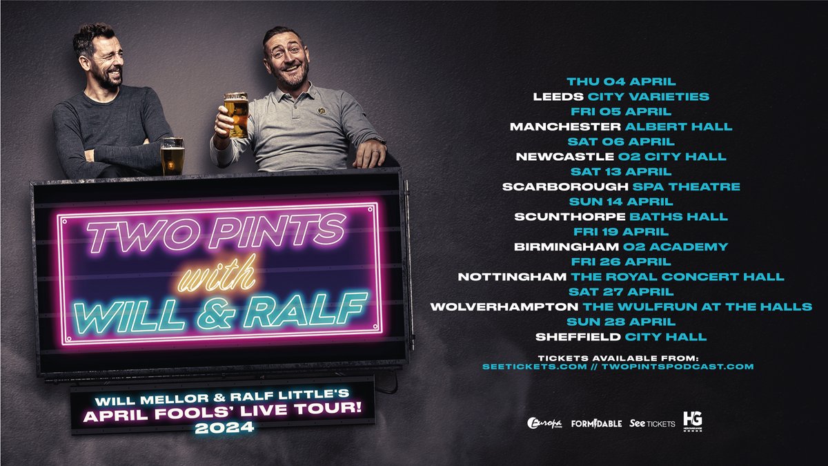 2 x NEW DATES! They go on presale on Friday. For all details goto twopintspodcast.com @RalfLittle @Mellor76