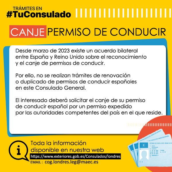 CGEspLondres's tweet photo. #PermisoConducir Información importante para #canjear el permiso de conducir español por el británico tras el #AcuerdoBilateral de marzo 2023 entre España y Reino Unido
Toda la información en https://t.co/n41YZybYeU https://t.co/Njm1eTysOr
