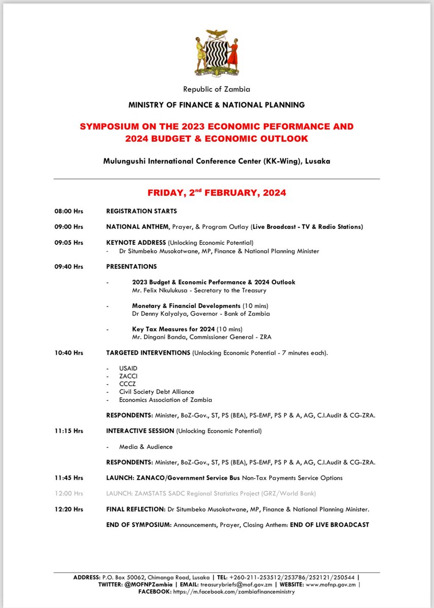 FinInsightZam's tweet photo. Breaking…
New date announced for the first economic brief from @S_Musokotwane @mofnpzambia
#Economy
#Zambia
#Mofnp
#Get2know https://t.co/DxclpwFdFp