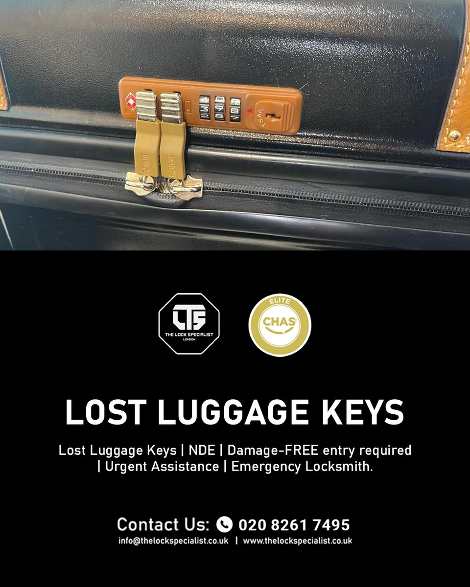 Lost Luggage Keys | NDE | Damage-FREE entry required | Urgent Assistance | Emergency Locksmith.
posts.gle/X21npF

#LostKeys #LuggageLocksmith #NDELocksmith #DamageFreeEntry #UrgentAssistance #EmergencyLocksmith #KeyRescue #SwiftSolution #SecureEntry #LocksmithServices