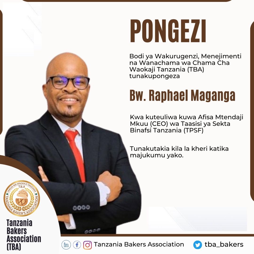TBA_Bakers's tweet photo. Tunakutakia kheri katika majukumu yako mapya @tpsftz @raphaelpmaganga https://t.co/PYTsW87kdv