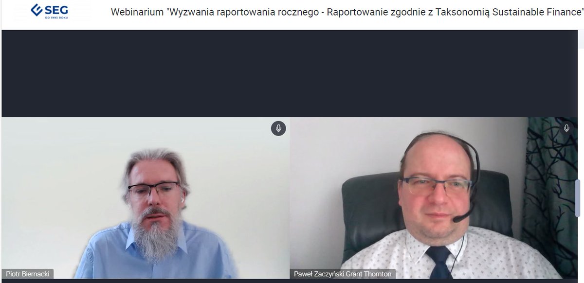 #na_żywo Trwa webinarium Raportowanie zgodnie z Taksonomią Sustainable Finance, podczas którego omówimy zagadnienia: analiza dotychczasowego raportowania,przygotowanie do badania przez biegłego rewidenta, kwalifikowalność nowych 4 celów #ESG