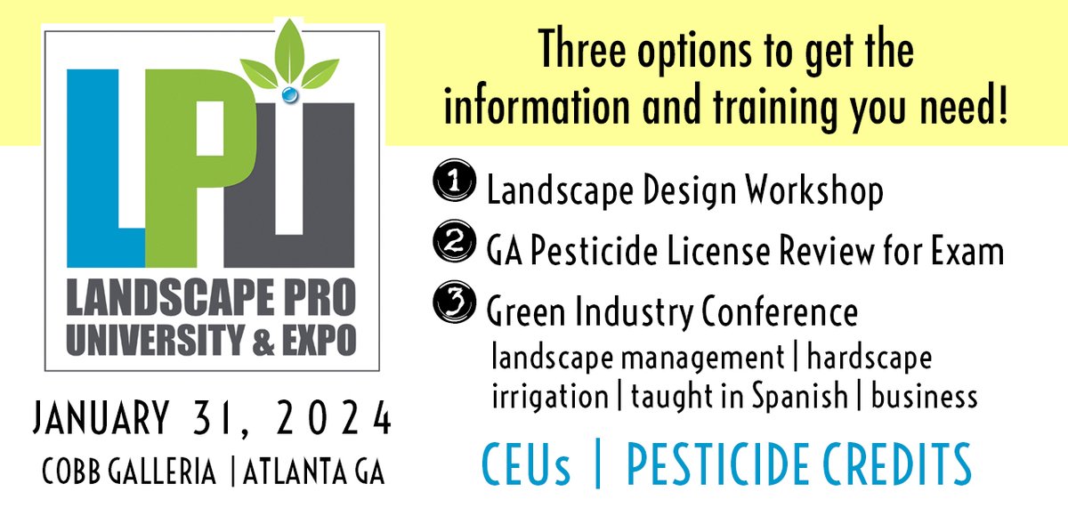 GAUrbanAgCouncil (@gaurbanag) on Twitter photo Landscape Pro University is TODAY! At Cobb Galleria - huge registration turnout! Education and tradeshow - If you haven't registered, come on by for CEU's, networking and more! 8 am - 3:30 pm. Powered by <a href="/GAUrbanAg/">GAUrbanAgCouncil</a> and <a href="/SiteOneSupply/">SiteOne Landscape Supply</a> Landscape Pro University is TODAY! At Cobb Galleria - huge registration turnout! Education and tradeshow - If you haven't registered, come on by for CEU's, networking and more! 8 am - 3:30 pm. Powered by <a href="/GAUrbanAg/">GAUrbanAgCouncil</a> and <a href="/SiteOneSupply/">SiteOne Landscape Supply</a>