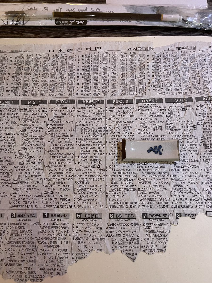 از «ژاپنی‌فروشی» یه‌دونه جای چاپستیک خریدم که قلم‌مو بذارم روش، تو روزنامه ژاپنی پیچیدش🥹 هی فکر می‌کنم این تیکه روزنامه از اقیانوس رد شده، هی براش قصه می‌سازم...