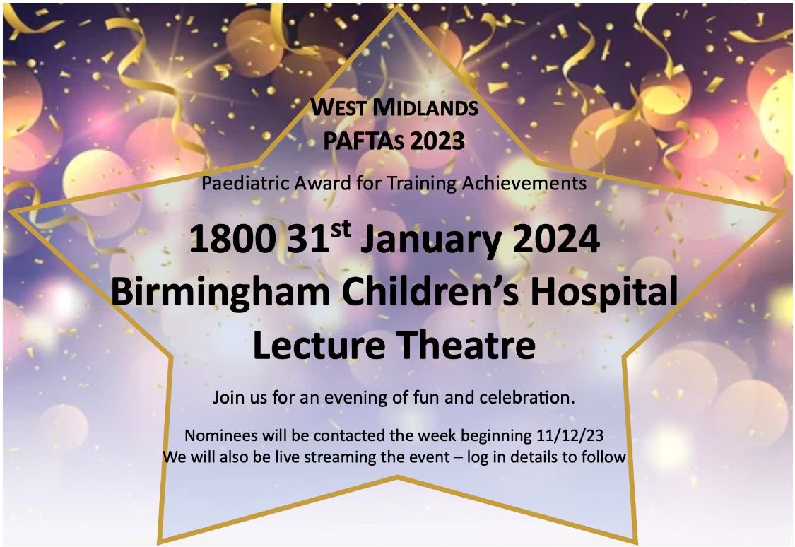 Tonight is the night! Join us at 6pm tonight to celebrate our fantastic West Midlands Paediatrics team! @BWC_NHS
