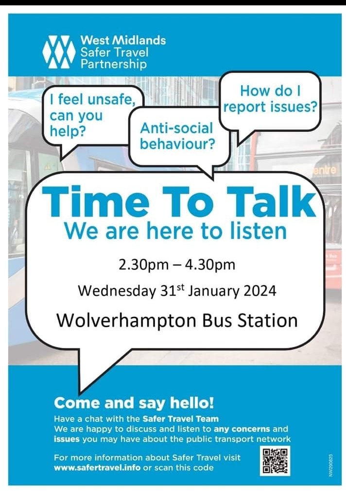 Concerned about public transport. Go see these guys today. #talktous #help #concern #wolverhampton @WolvesPolice @ST_Police @WMPolice @BTP @WolvesSams