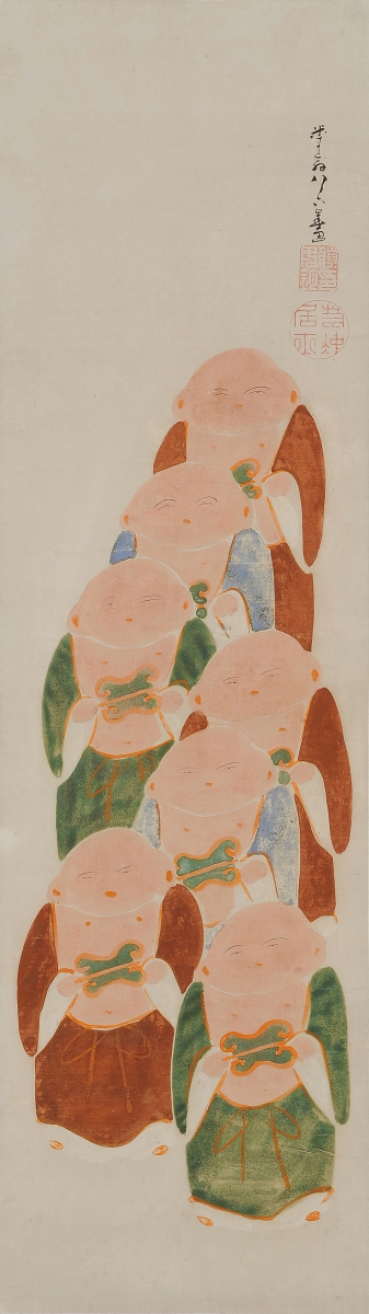 伊藤 若冲　いとう じゃくちゅう　Itō Jakuchū　1716–1800

《伏見人形図》

1798年・18世紀・江戸時代
紙に彩色・掛軸
東京・山種美術館