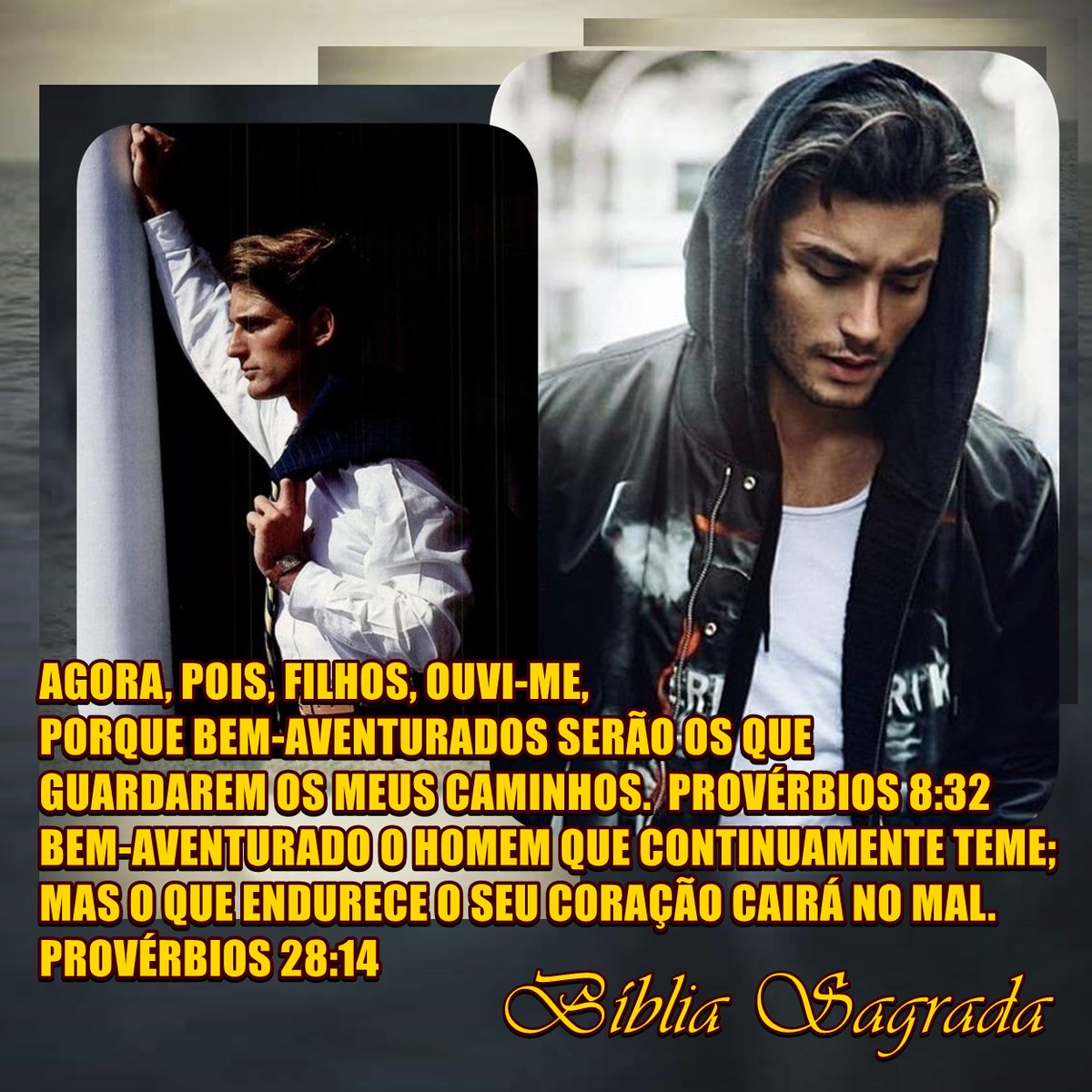 MittyVcCunha's tweet photo. AGORA, POIS, FILHOS, OUVI-ME,
PORQUE BEM-AVENTURADOS SERÃO
OS QUE GUARDAREM OS MEUS CAMINHOS.
PROVÉRBIOS 8:32
BEM-AVENTURADO O HOMEM
QUE CONTINUAMENTE TEME;
MAS O QUE ENDURECE O SEU CORAÇÃO
CAIRÁ NO MAL. PROVÉRBIOS 28:14
#BomDiaComJesus #JesusTeAma
#JesusRazãoDoMeuViver #Graça https://t.co/WZMykqCD1E