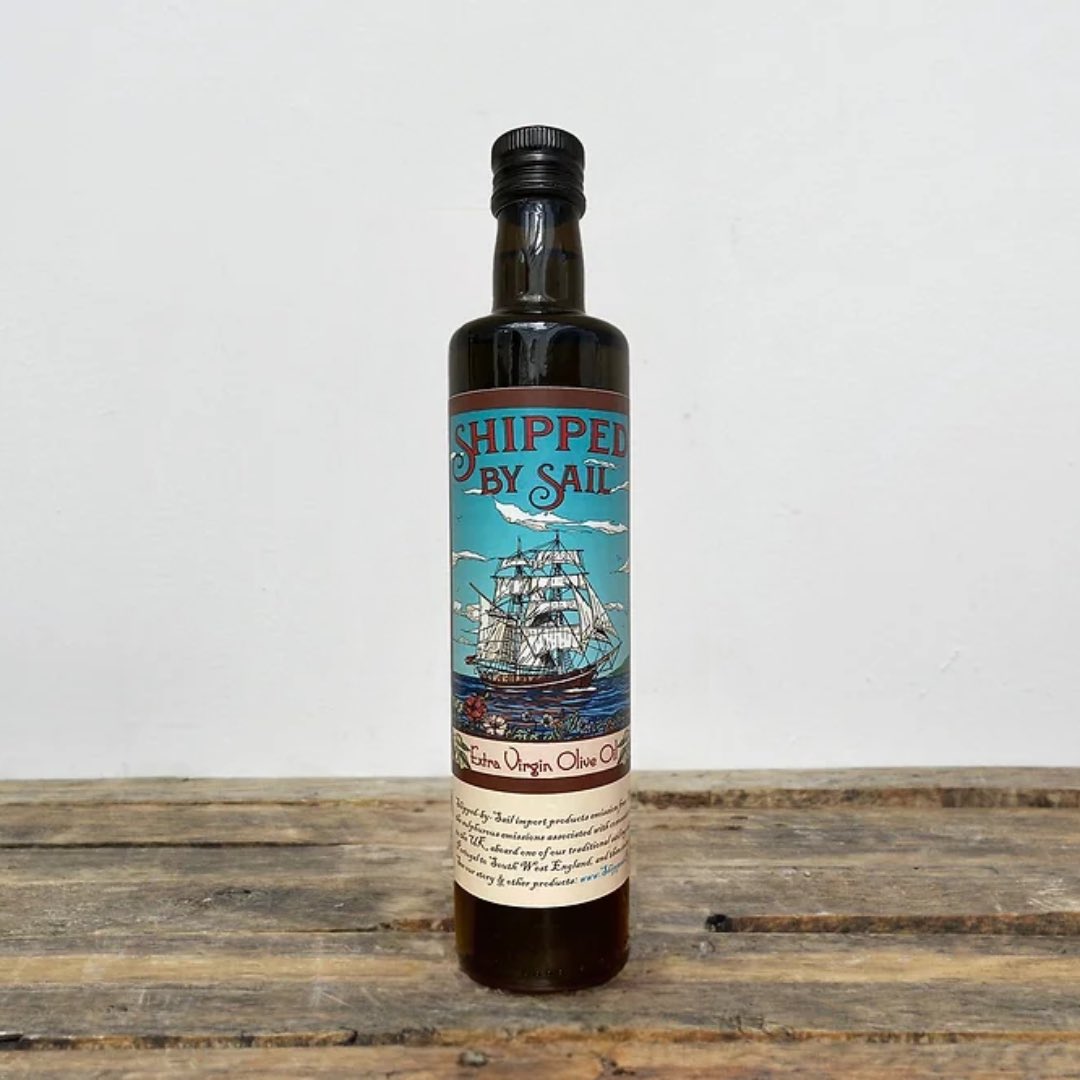shippedbysail's tweet photo. Our Shipped by Sail Nordouro Extra Virgin Olive Oil. 

This olive oil arrived sustainably into the port of Torbay onboard the sail cargo ship De Tukker.

It's delicious. Perfect for salads and for dipping.

https://t.co/RiGOCDtmF6 https://t.co/0hNilVhjSf