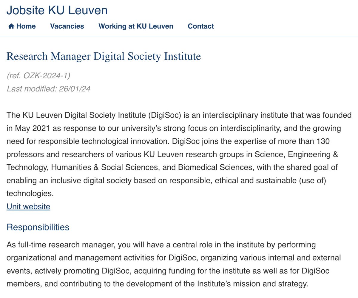 Come work with us! We are looking for a research manager for @KULeuvenDigiSoc  kuleuven.be/personeel/jobs… Deadline Febr 19. #academicjobs