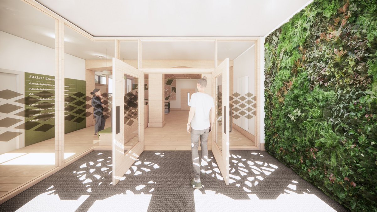 SRUC's tweet photo. The new up-and-coming reception space at our Edinburgh campus was designed by @StudioSJMArch to reflect SRUC as a whole: warm and inviting. How’d they do? https://t.co/GDuEXgArTR