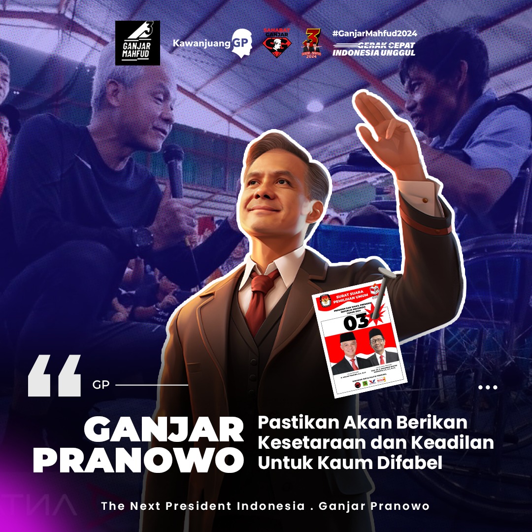 NoviRoose's tweet photo. Ganjar pastikan akan berikan kesetaraan dan keadilan untuk kaum difabel.
.
#GanjarCiptakanKeadilan https://t.co/FehAa971h0