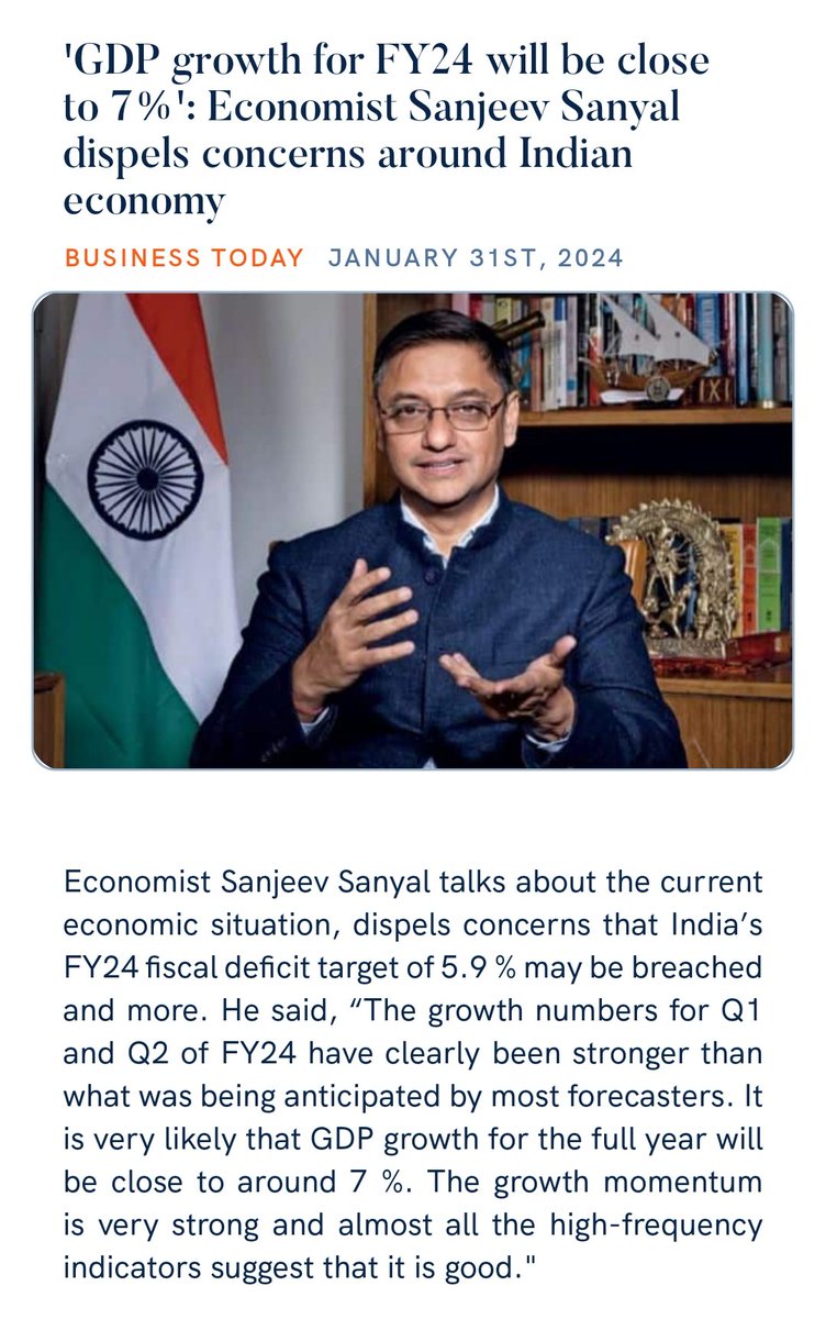 guru____03's tweet photo. 'GDP growth for FY24 will be close to 7%': Economist Sanjeev Sanyal dispels concerns around Indian economy
https://t.co/UQDUBlo5tT via NaMo App https://t.co/letmthGD49