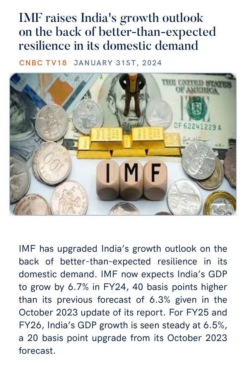 guru____03's tweet photo. IMF raises India's growth outlook on the back of better-than-expected resilience in its domestic demand
https://t.co/WjKBY5tpac via NaMo App https://t.co/vhXNvfisUT