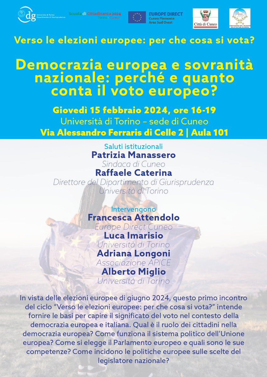 In vista delle elezioni per il #Parlamentoeuropeo, attraverso un ciclo di quattro incontri aperti alla cittadinanza si potrà scoprire come funzionano le #elezionieuropee

Scopri di più qui bit.ly/3HZE8jX