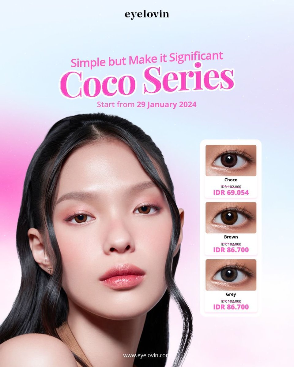 YEAY!
Eyelovin is back ✨

Finally setelah bertahun-tahun, eyelovin comeback nih di xtwitter 🥰

Nah buat kamu yang udah kangen sama promo-promo eyelovin, nih eyelovin kasih diskon softlens untuk kamu ✨🥳

Diskon softlens untuk all Coco Series 🤩

Cek threadnya ya
#Eyelovin