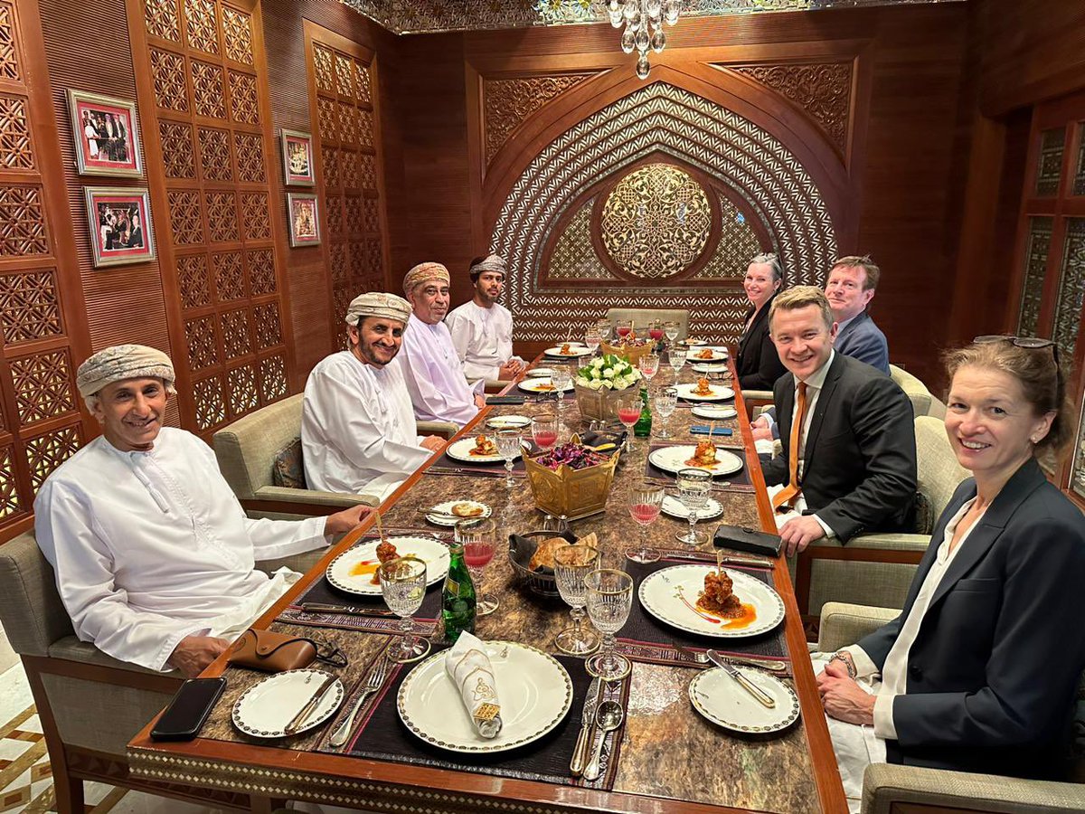 NorwayAmbKSA's tweet photo. A pleasure to be back in the Sultanate of Oman for political consultations, confirming the very good relations btw 🇴🇲&amp;🇳🇴. Rewarding conversations on peace &amp; security, business &amp; trade and other issues of common interest. @FMofOman @NorwayMFA @akravik79 https://t.co/T6wnpOh2ke