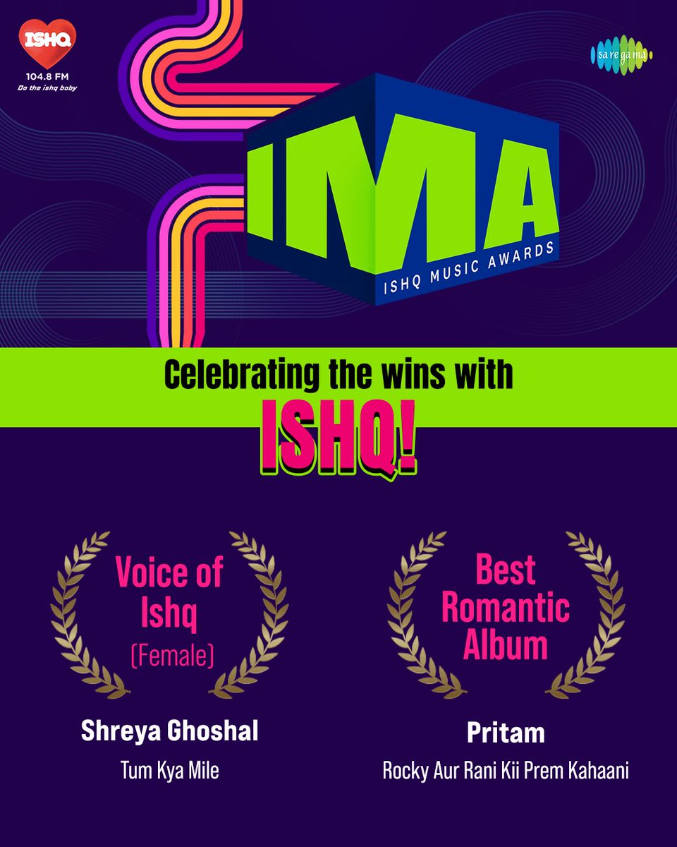 Yes, we are winning. Yes, it's because of your ♥️
 
@OfficiallIshq @shreyaghoshal @ipritamofficial 

#Saregama #SaregamaMusic #SongsbySaregama #TumKyaMile #RockyAurRaniKiiPremKahaani #Ishqfm #Awards