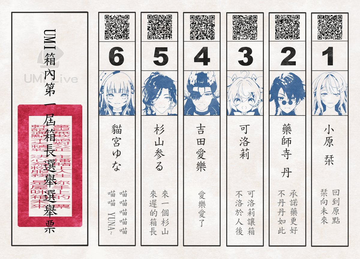📢大會報告📢
​
UMi第一屆箱長選舉即將在1/32舉行！
你，會選誰呢？
​
但❗️❗️❗️
在投票之前記得先去下單候選人們的周邊🤩
最後一天！要買要快！
🎆預購網址：reurl.cc/dLy22z
​
#UMiLive #Vtuber #周邊