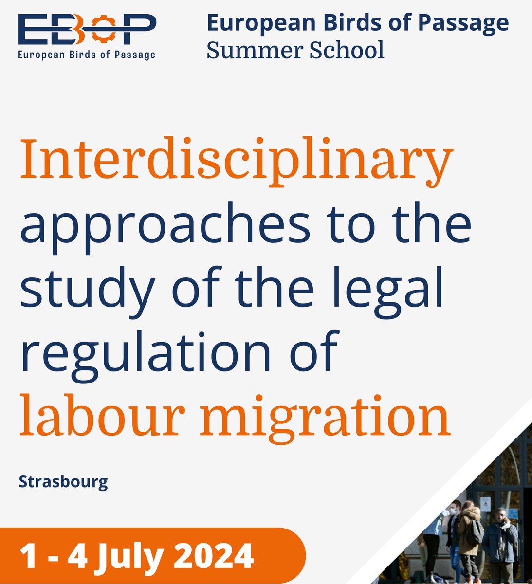The call for participants for our Summer School "Interdisciplinary approaches to the study of the legal regulation of labour migration" (Strasbourg, 1-4 July 2024) is now live! 

⏰Deadline 1 March (11:59AM Paris Time)

all the info here 👇
europeanbirdsofpassage.eu/news/the-e-bop…