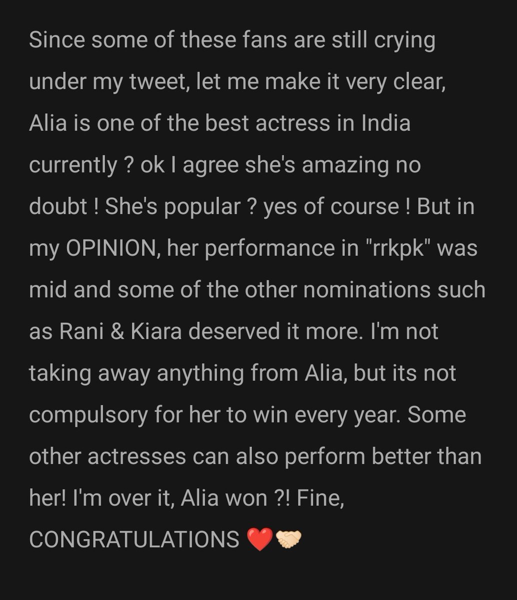 MostlySidKiara's tweet photo. As fans you'll can celebrate, I'm not going under your tweets and crying! you'll should stop your rona dona under my tweets because as a kiara fan (&amp; as general audience too) I can express my disappointment. Anyways, I'm done with it already, so peace out ✌🏻 https://t.co/jNnIa2C9yi
