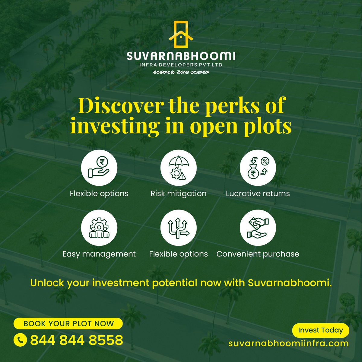 SBIDHyd's tweet photo. Unlock the full potential of your investment journey with Suvarnabhoomi. Invest smart, invest with confidence.
#suvarnabhoomi #openplots #farmlands #residentialplots #plot #suvarnabhoomiinfra #realestate #lands #house #home #dreamhome #futurehouse #rateofinterest #investment https://t.co/vOlo1NVqaK