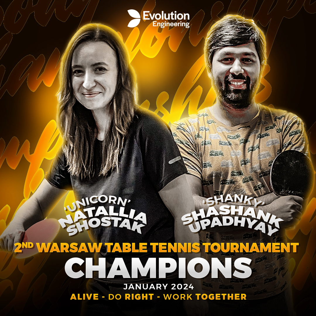evoneering's tweet photo. ๐ 2nd Warsaw Table Tennis Championships by Evolution Poland Team! 26 contestants, friendly vibes! ๐ Winners: Natallia 'Unicorn' Shostak, Shashank 'Shanky' Upadhyay, Shashank 'Shanky' Upadhyay & Andrei 'lastHope' Ramanouski. Kudos to all participants! #TableTennis #EVOlutioneers https://t.co/yOkgHdsK7E