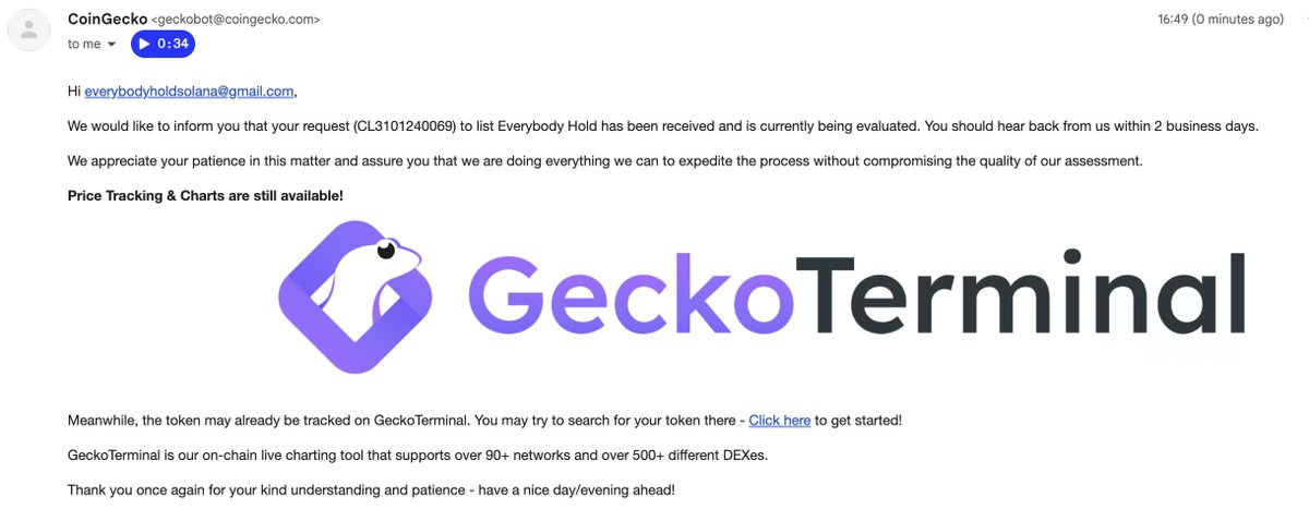 EverybodyHolds_'s tweet photo. CoinGecko listing Submitted! https://t.co/2yHrnrG5EL