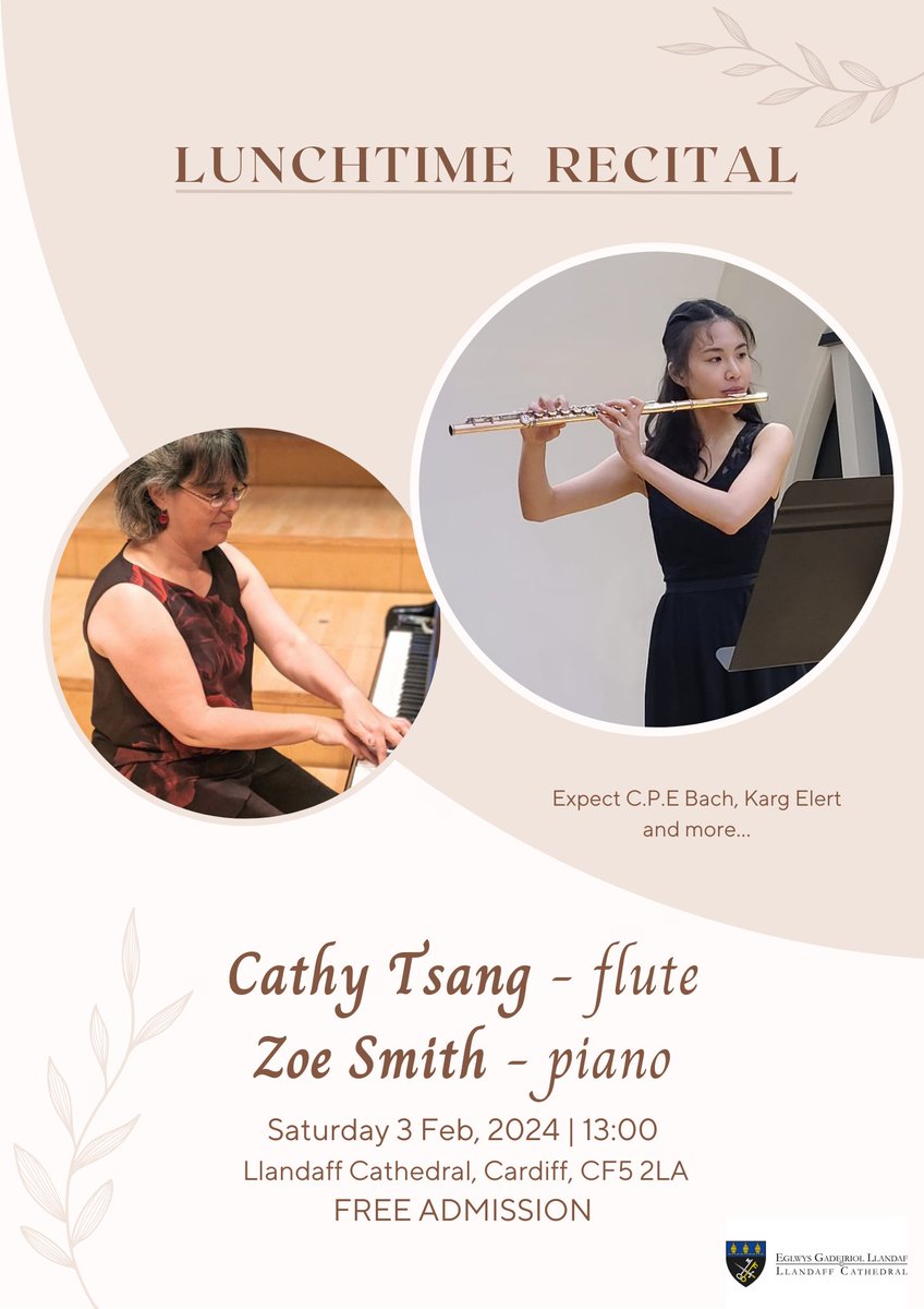 Join us this Saturday for a free Lunchtime Recital featuring Cathy Tsang of @RWCMD beginning at 1.00pm 🎶