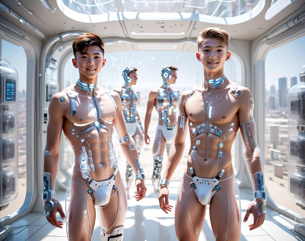 y0_n4s's tweet image. Bodies are changing. Trust the process. #robotboy #cyberpunk #AIart #robot #robotboys #robottransformation #maleandroid