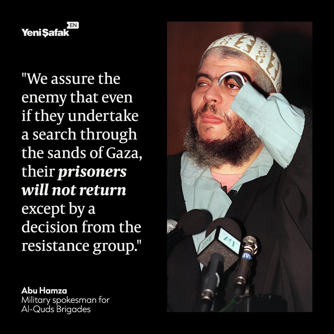yenisafakEN's tweet image. 🇵🇸✊ In a recent statement, a military spokesperson representing the Al-Quds Brigades emphasized the group's stance on the ongoing conflict in Gaza. 

#Gaza

#Sands

#Enemy

#Resistance

#Prisoner

#Return

#AlQudsBrigades

#Military
